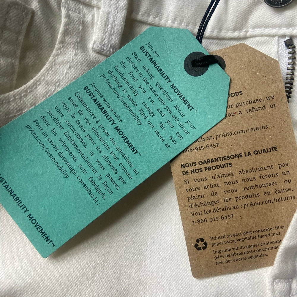 Prana White Oday Jeans new with tags. US Size 10. 28” inseam. - Picture 5 of 7